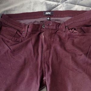 Paige burgundy jeans. 36 waist 32 length. Gently worn.
